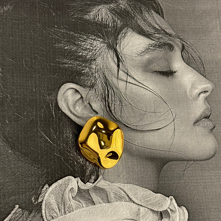 18K Gold Plated Organic Stud Earrings