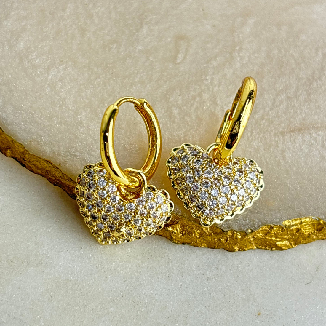 18K Gold Plated Heart Hoop Earrings