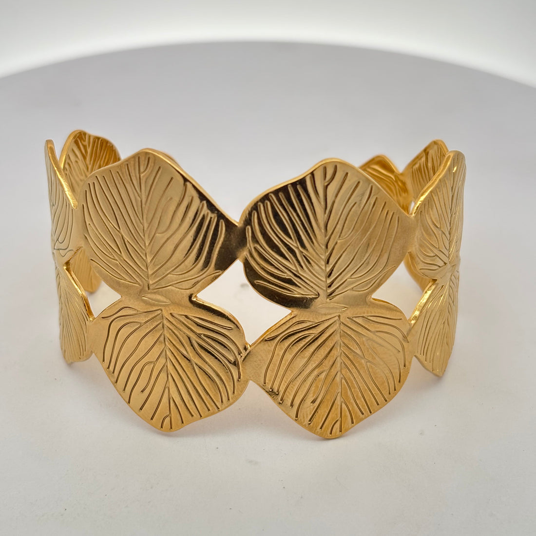 18K Gold Plated Leaf Cuff Bracelet