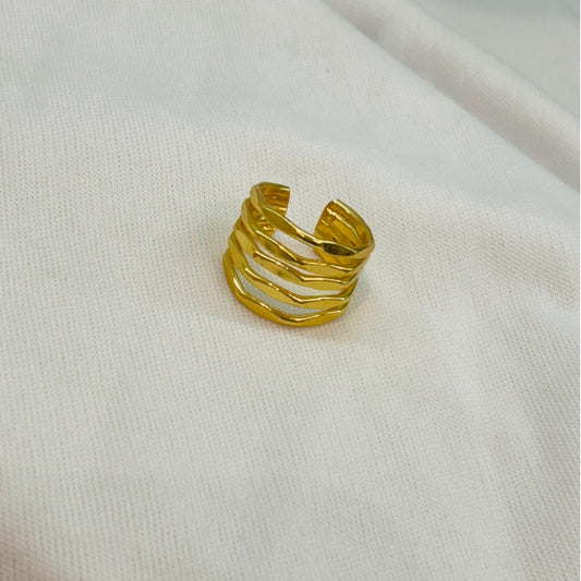 Modern Flow Multi-Band Gold Ring