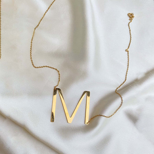 M initial pendant necklace