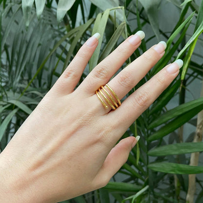 Golden Layers Broad Cuff Ring