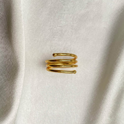 Golden Layers Broad Cuff Ring