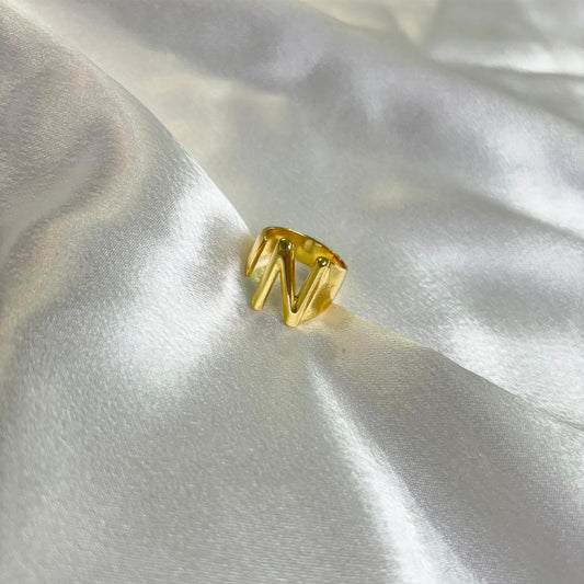 N INITIAL GOLD PLATED RING