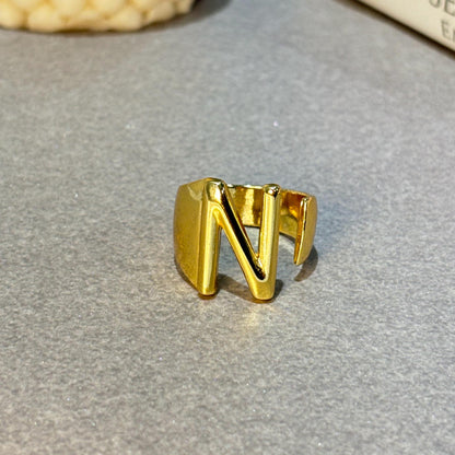 N INITIAL GOLD PLATED RING