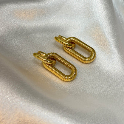 Ribbed Gold-Plated Loop Earrings