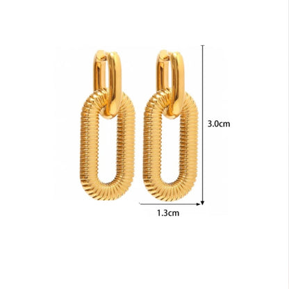 Ribbed Gold-Plated Loop Earrings