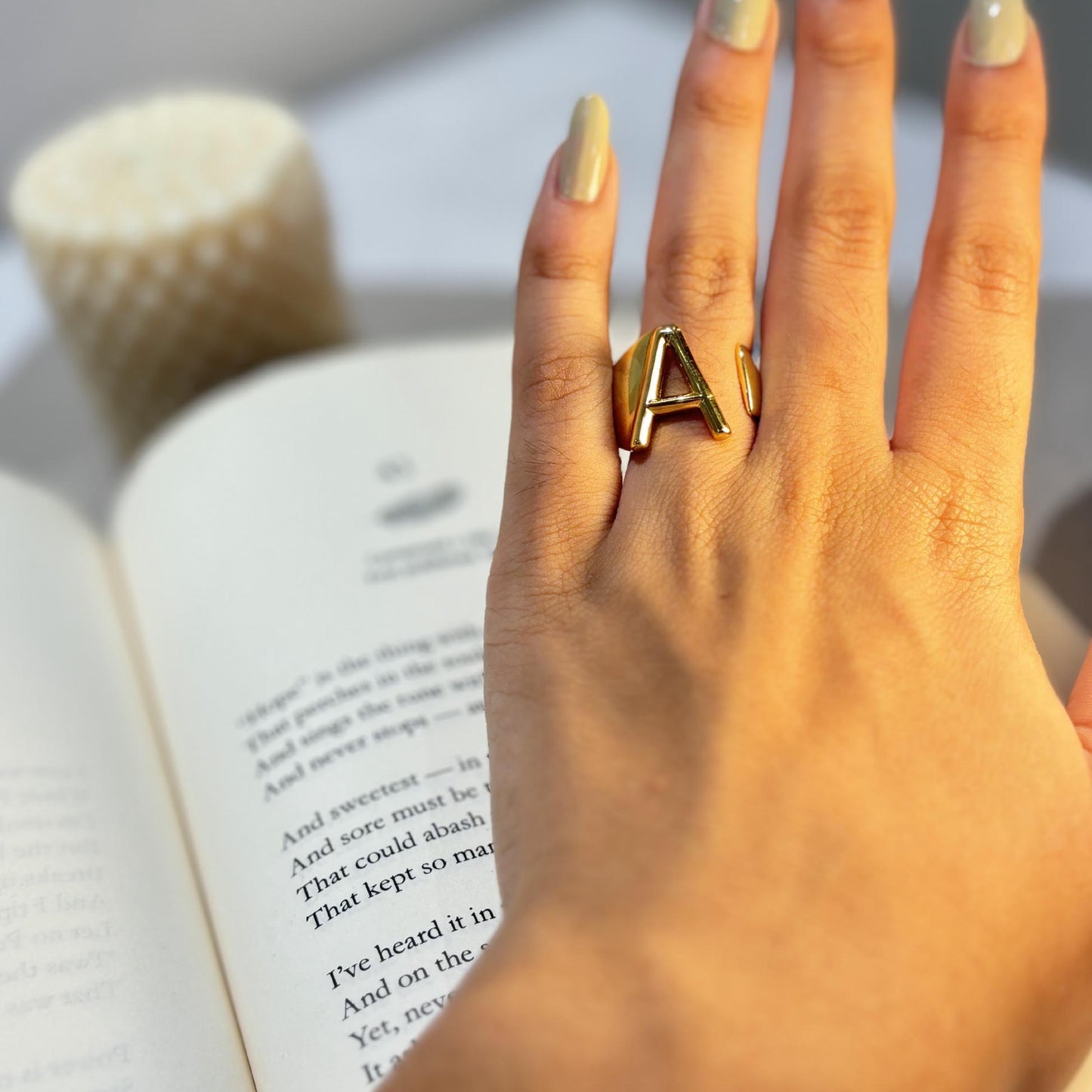 Personalized Initial A Gold Ring