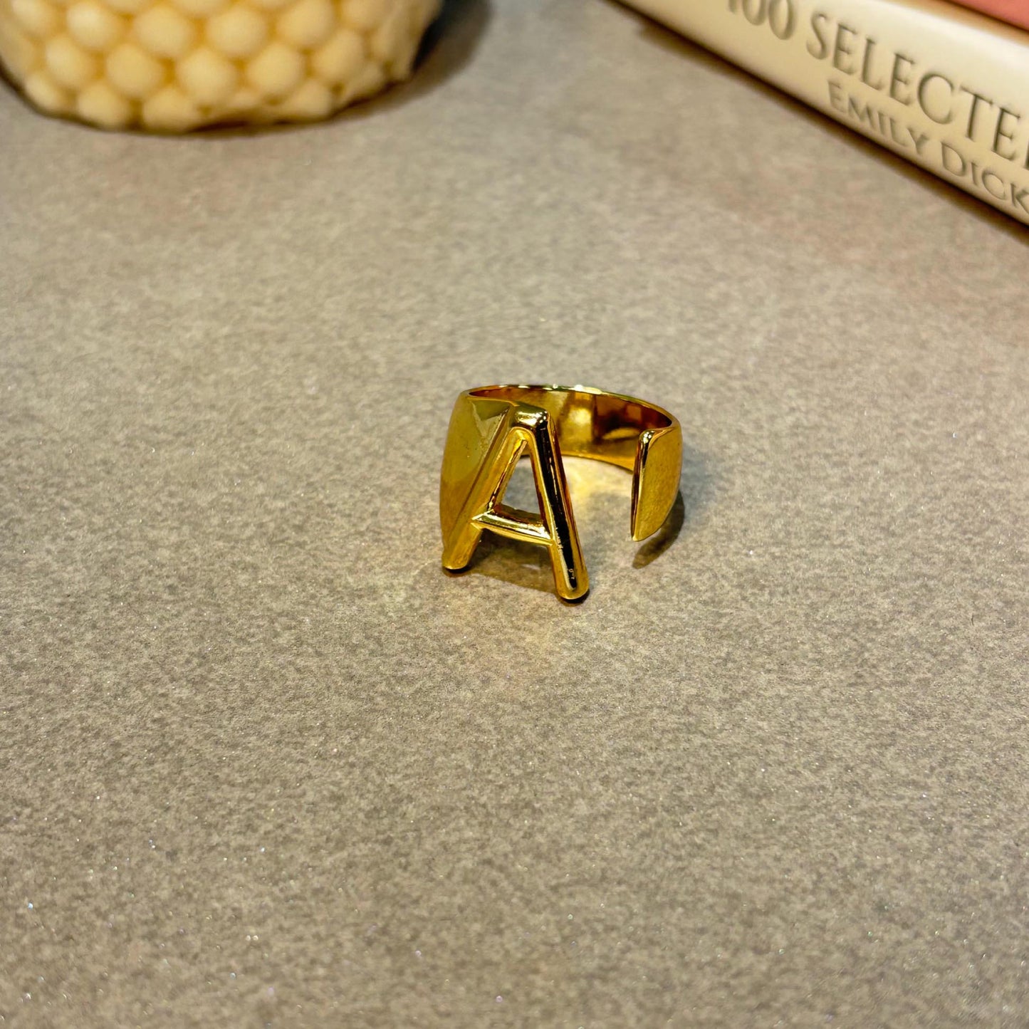 Personalized Initial A Gold Ring