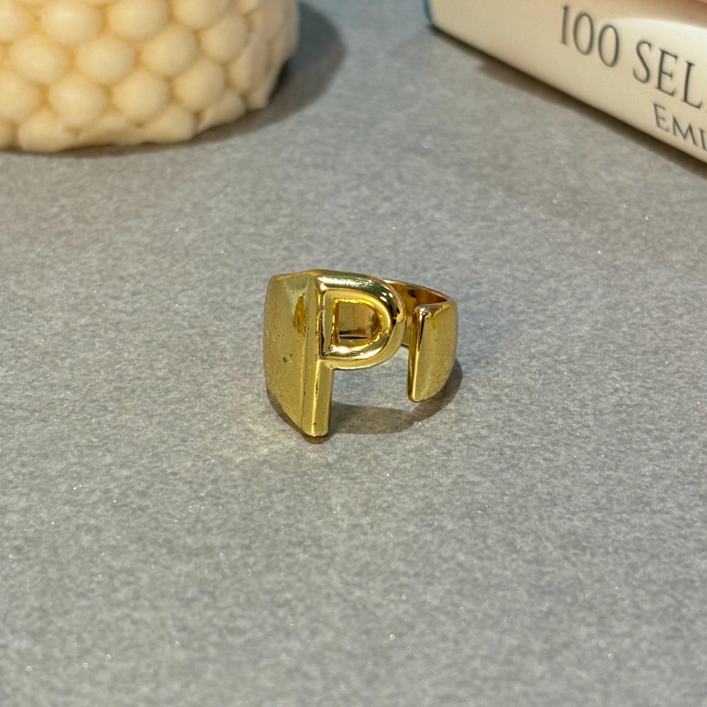 Personalized Initial Gold Ring - Letter P