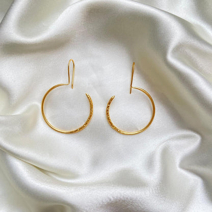 Elegant Gold-Plated Circular Drop Hook Earrings