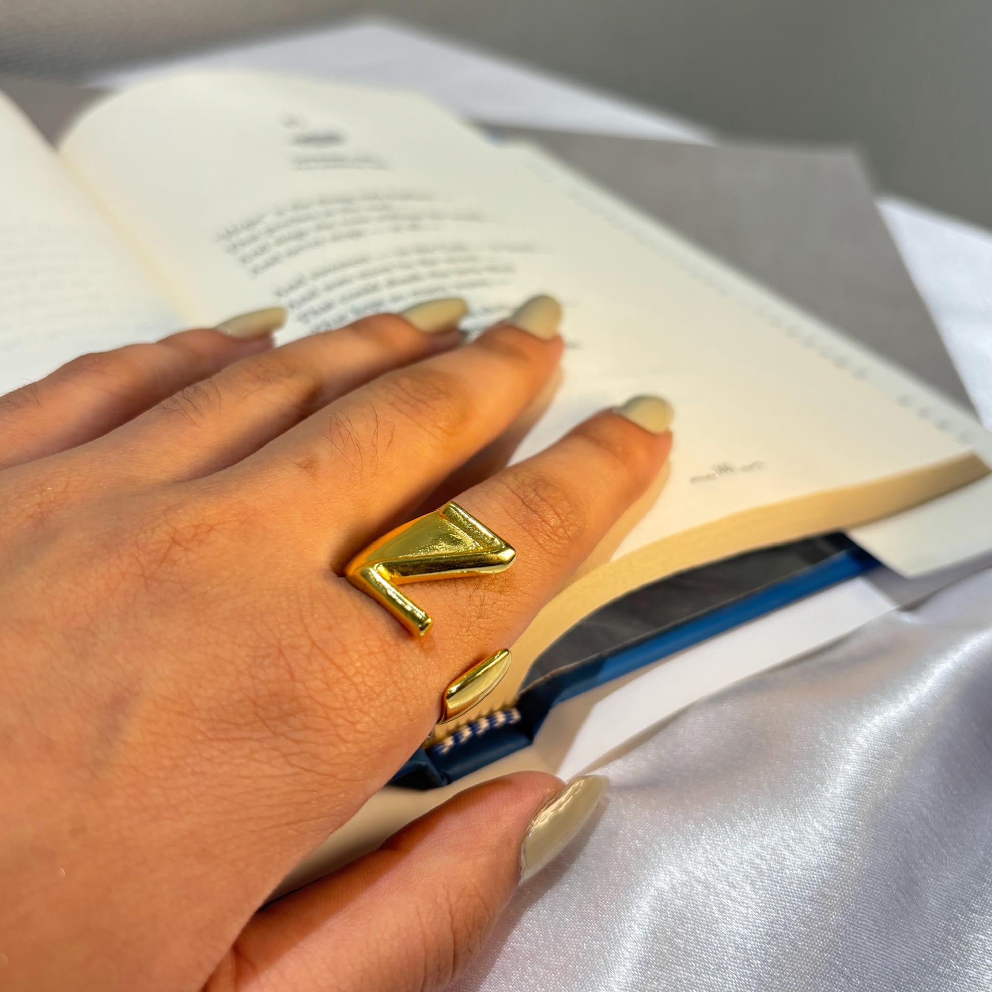 Sleek Initial Z Gold Ring