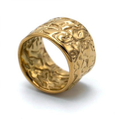 Wide Hammered Cuff Gold Ring