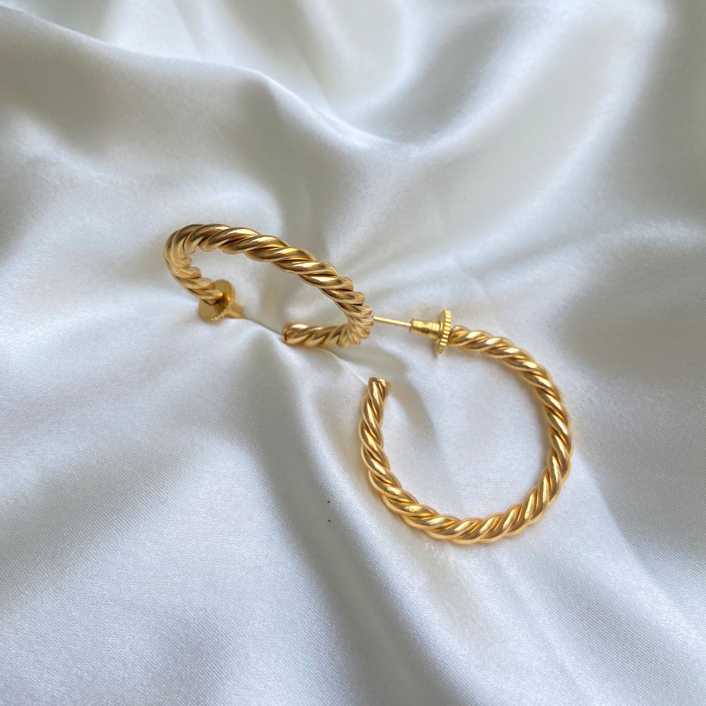 Gold-Plated Twisted C-Hoop Earrings