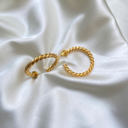 Gold-Plated Twisted C-Hoop Earrings