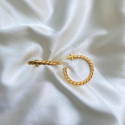 Gold-Plated Twisted C-Hoop Earrings