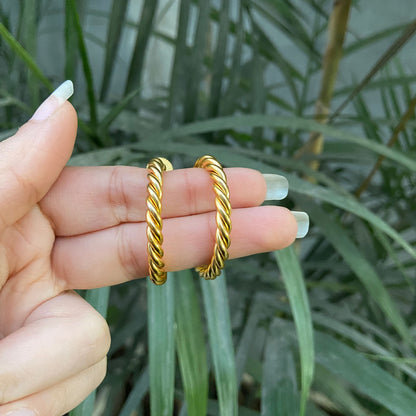 Gold-Plated Twisted C-Hoop Earrings