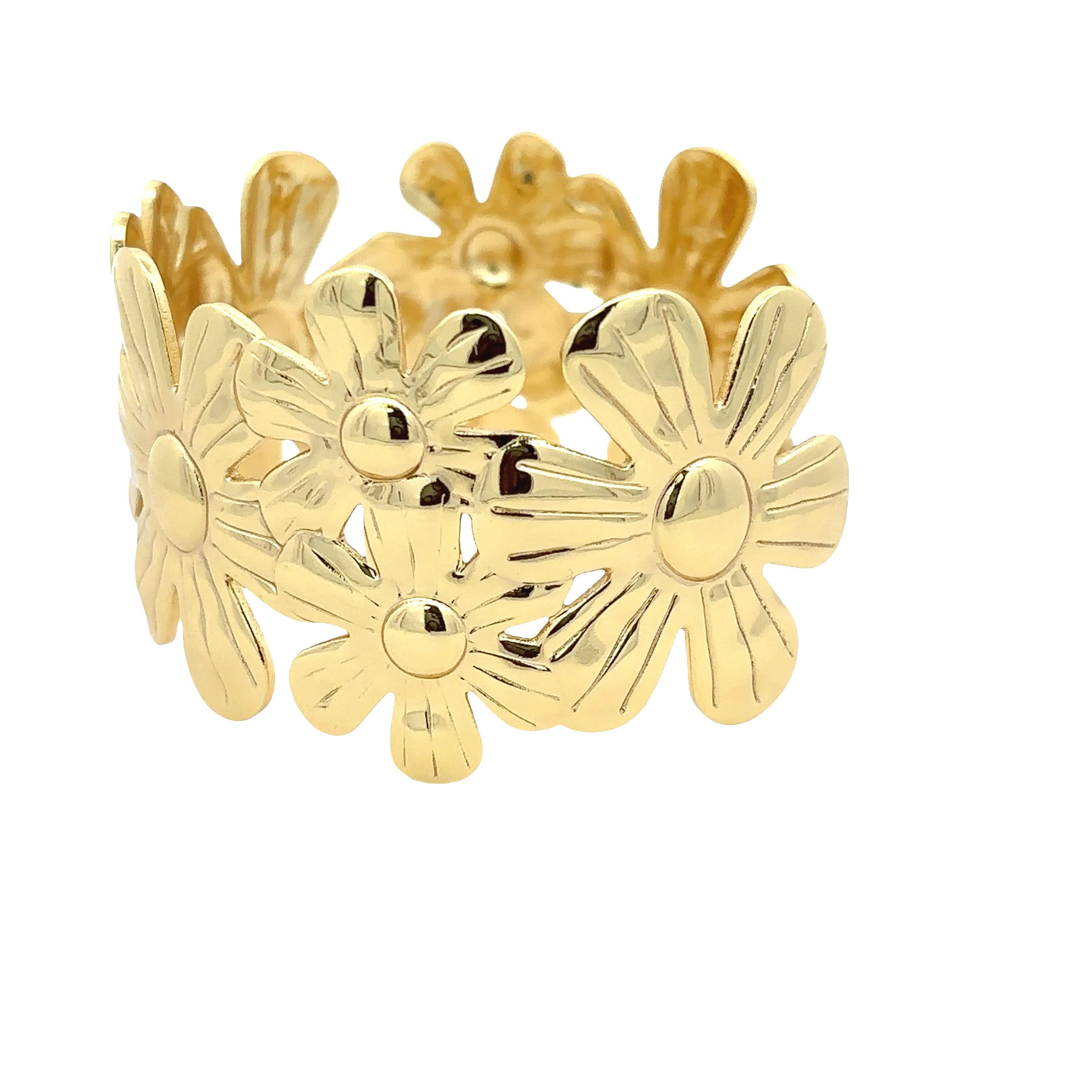 Gold Plated Floral Cuff Bracelet