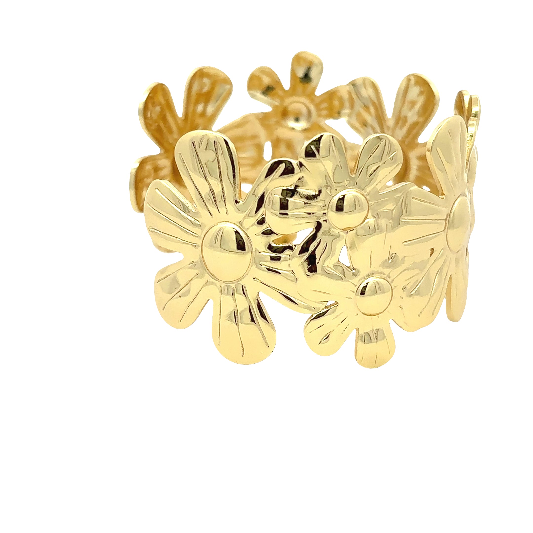 Gold Plated Floral Cuff Bracelet