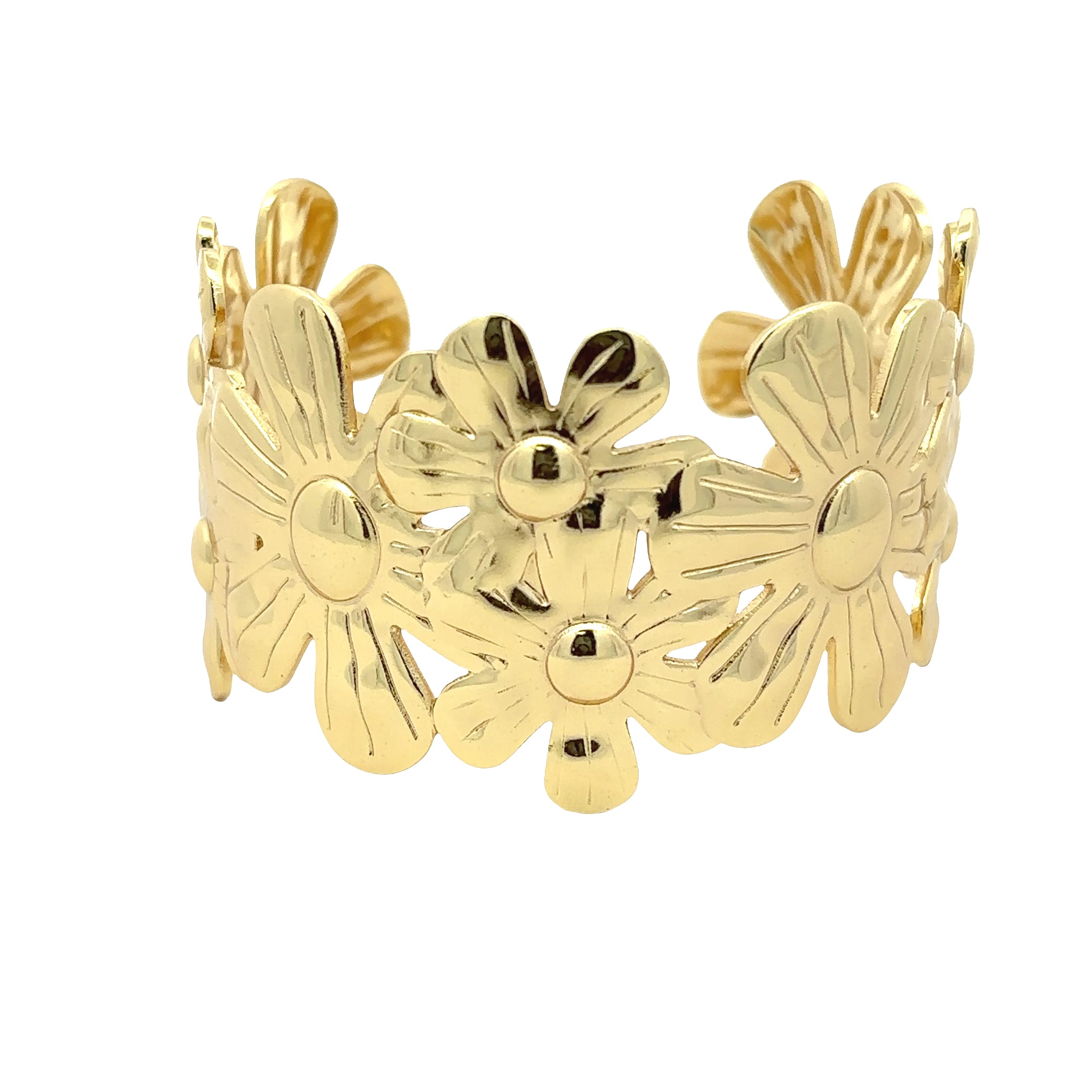 Gold Plated Floral Cuff Bracelet