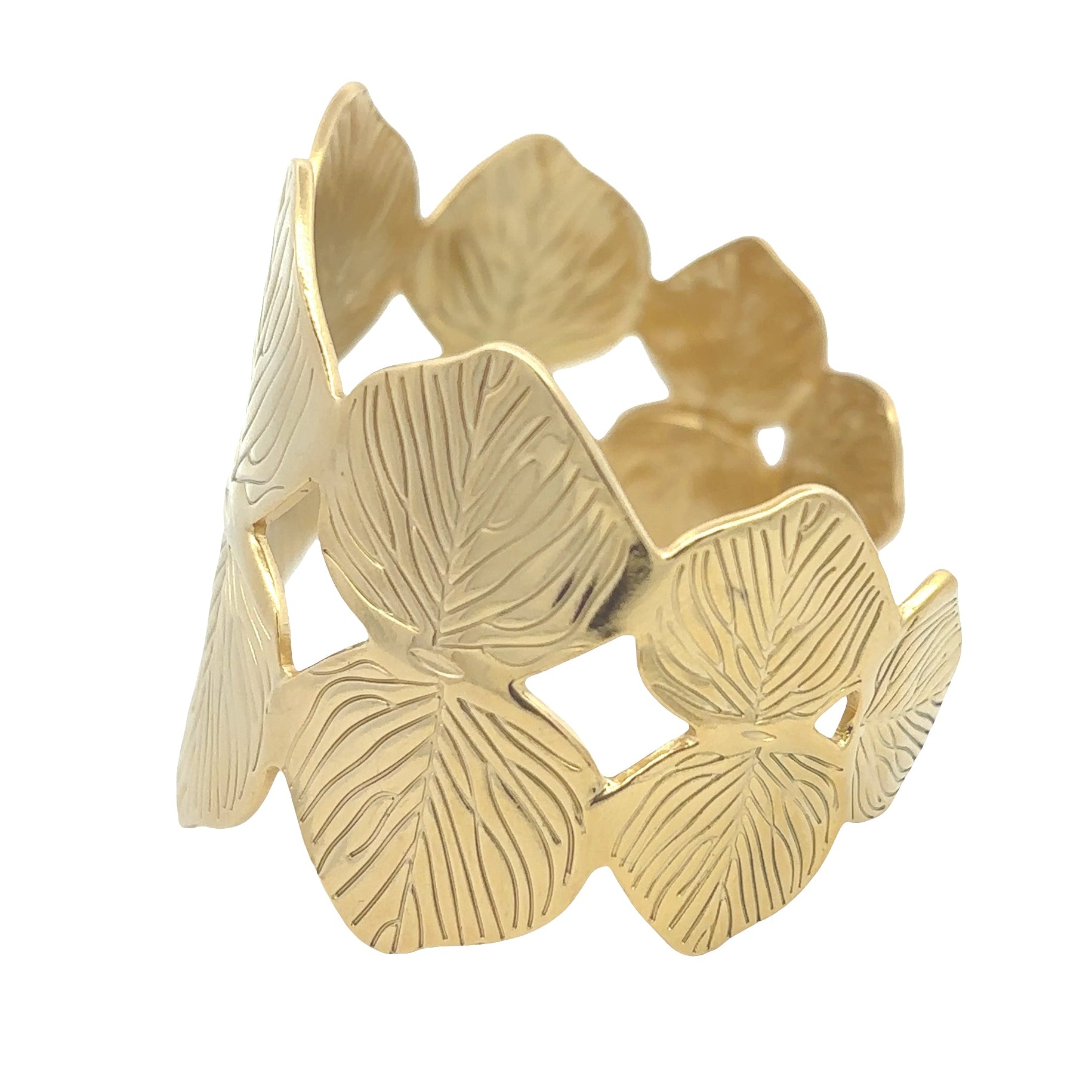 18K Gold Plated Leaf Cuff Bracelet