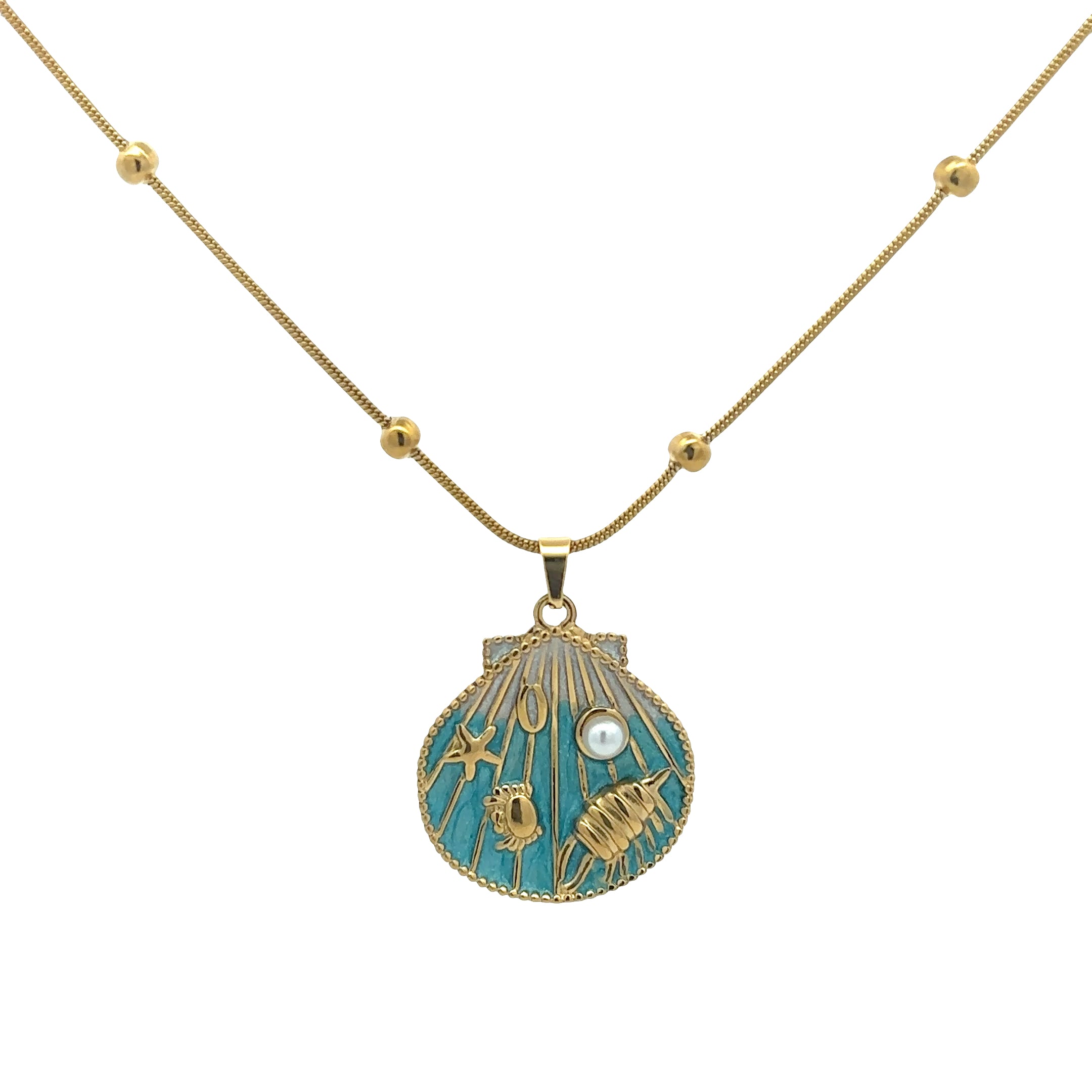 18K Gold Plated Ocean Charm Necklace