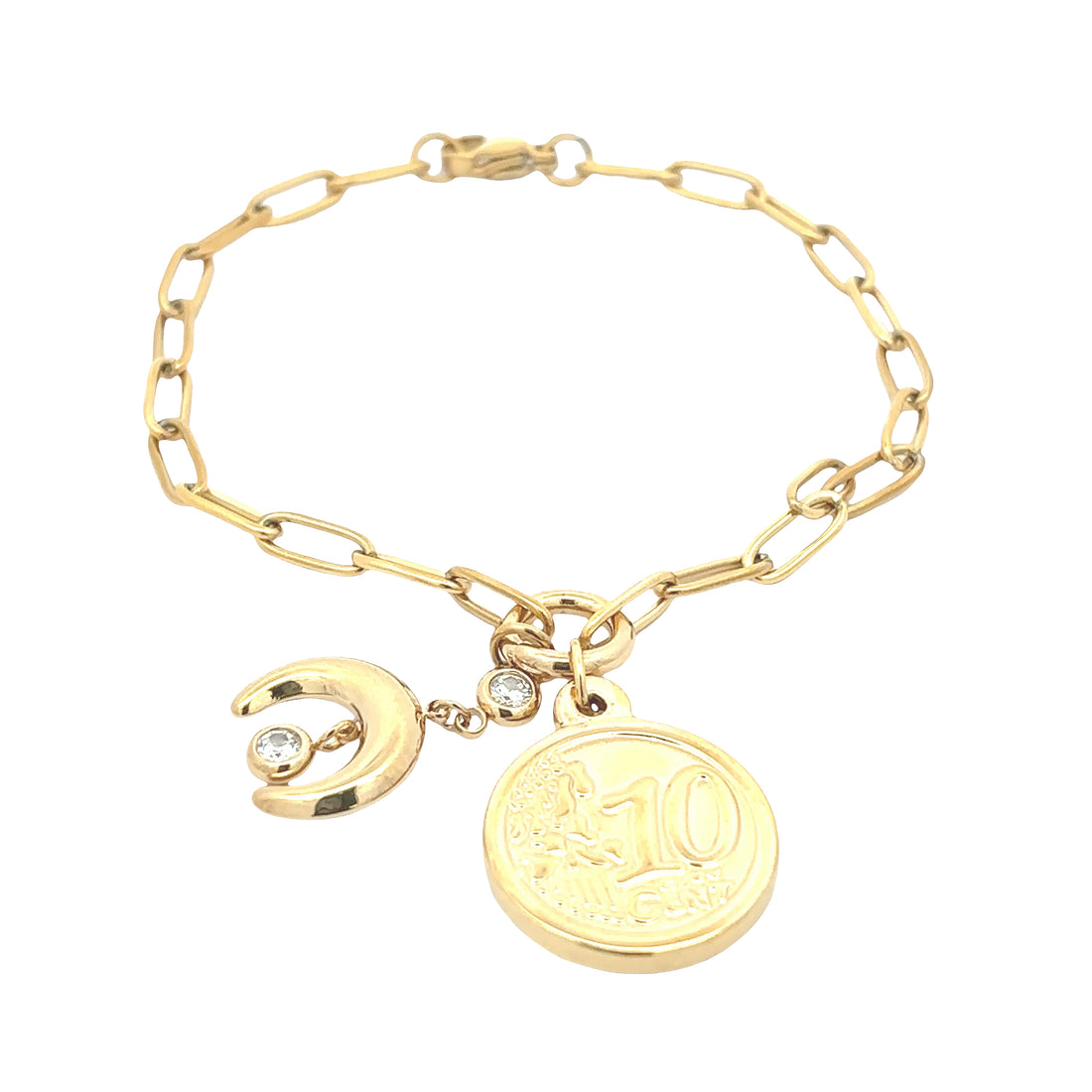 18K Gold Plated Coin Charm Bracelet