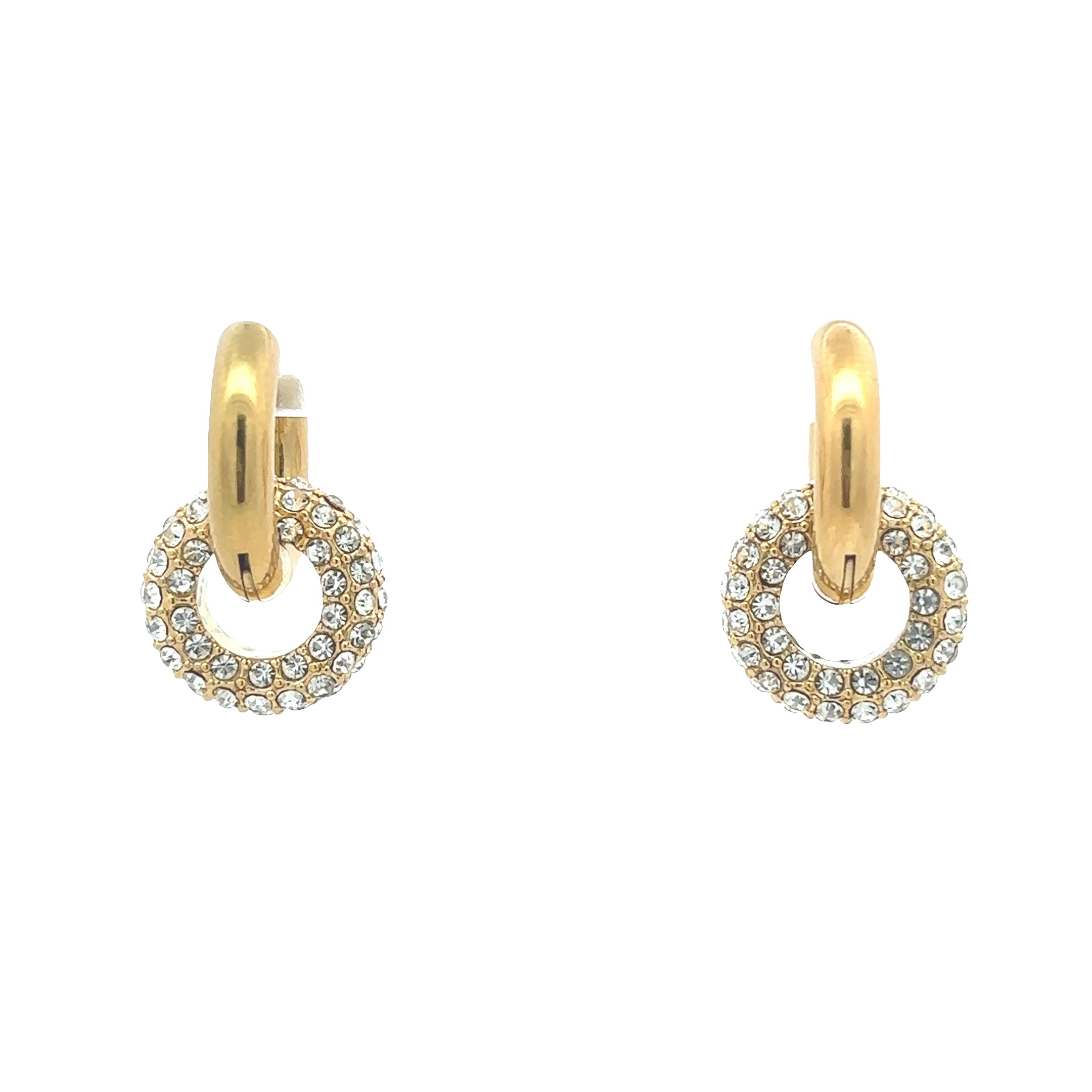 18K Gold Plated CZ Circle Drop Earrings