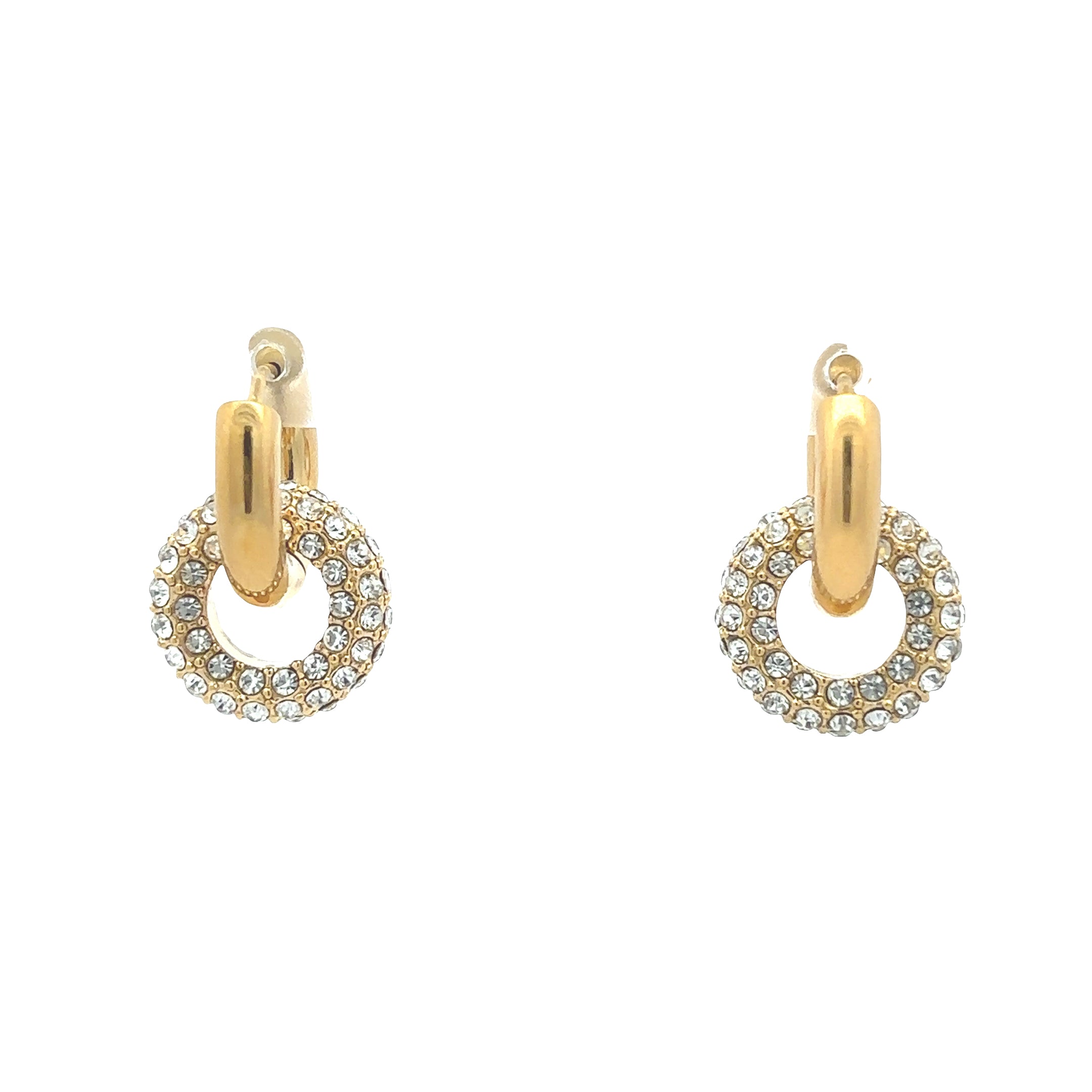18K Gold Plated CZ Circle Drop Earrings