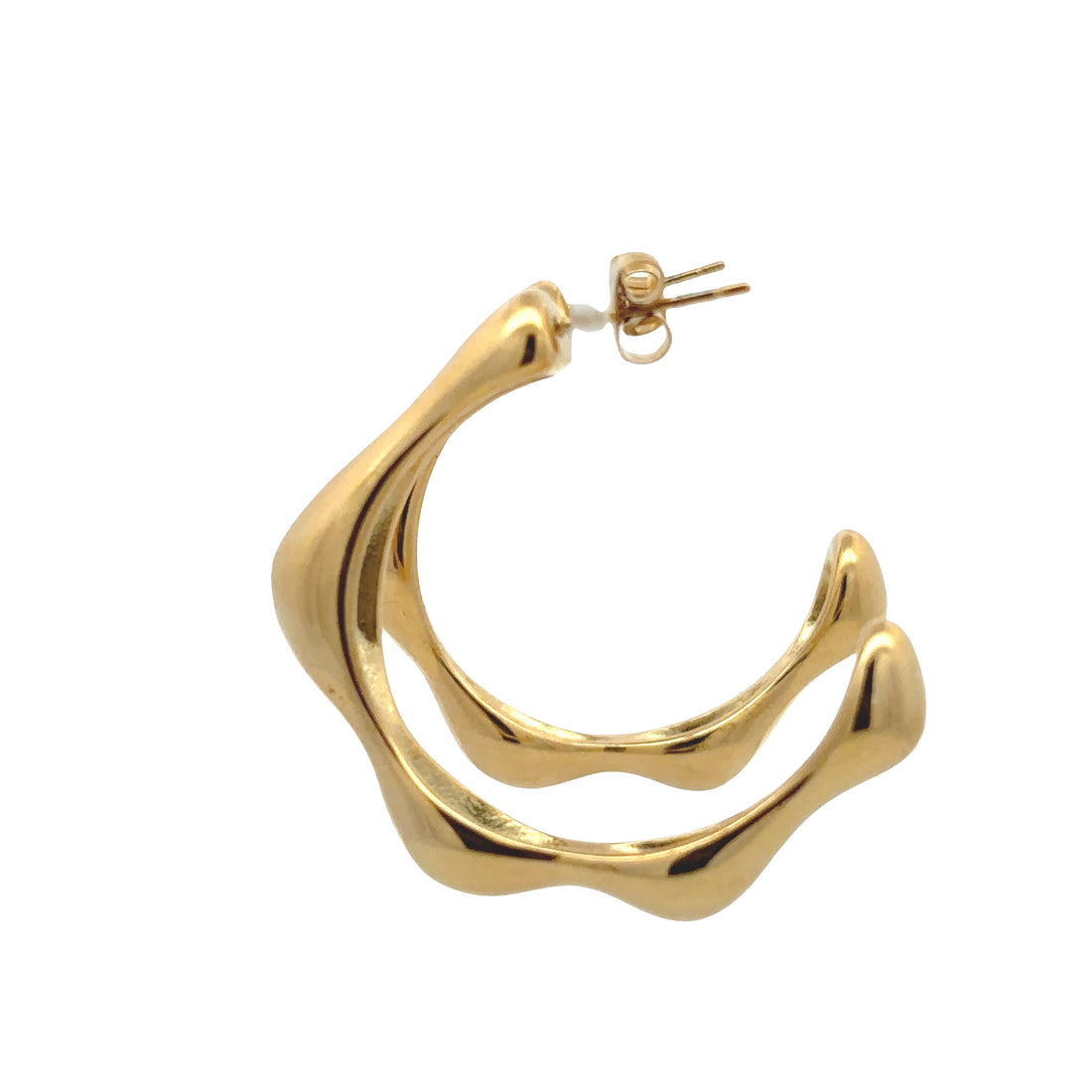 Plated18K Gold Plated Sculpted Hoop Earrings