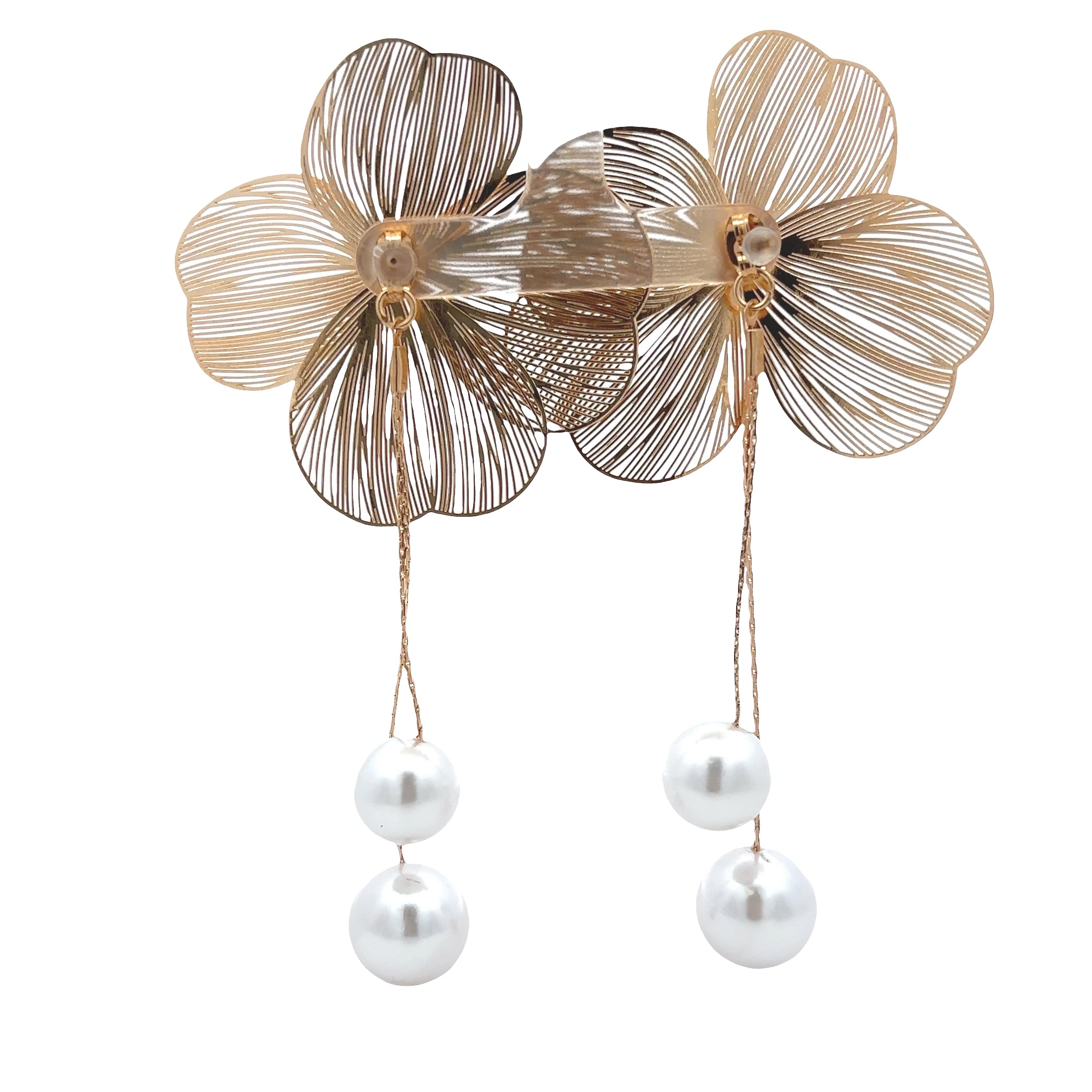 18K Gold Plated Flower Pearl Drop Earrings