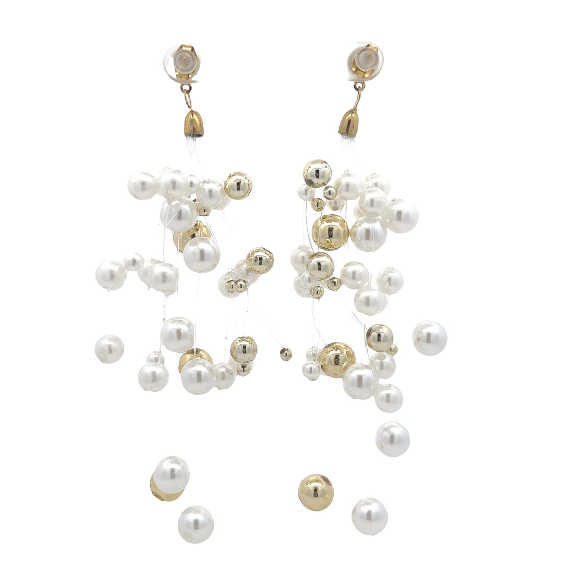 18K Gold Plated Pearl Cluster Drop Earrings
