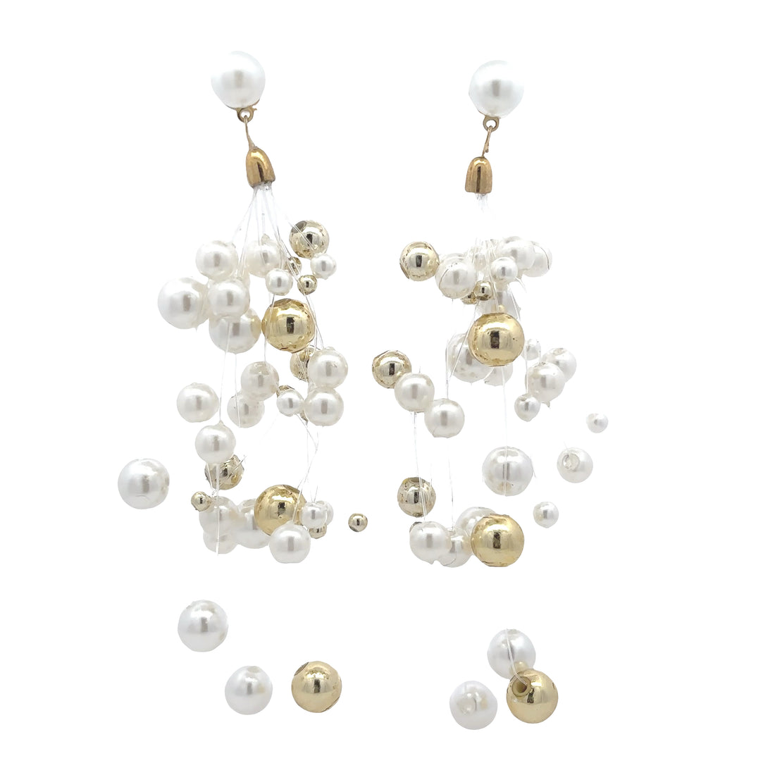18K Gold Plated Pearl Cluster Drop Earrings