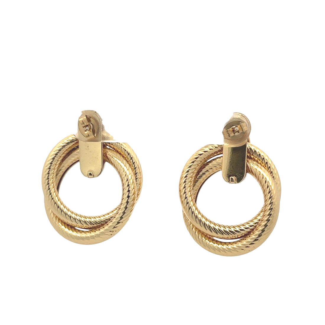 18K Gold Plated Textured Double Loop Earrings