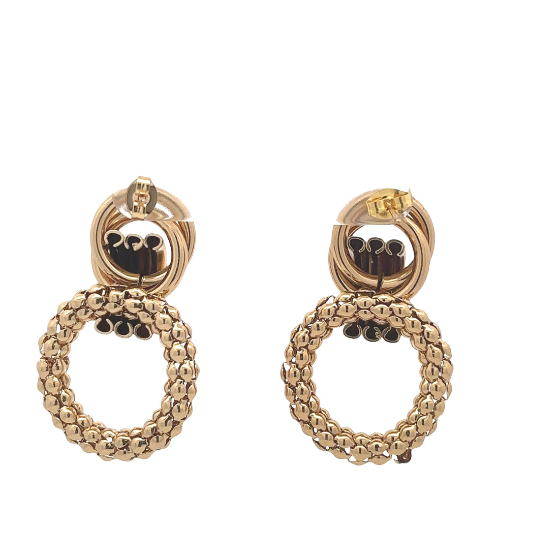 18K Gold Plated Textured Double Loop Earrings