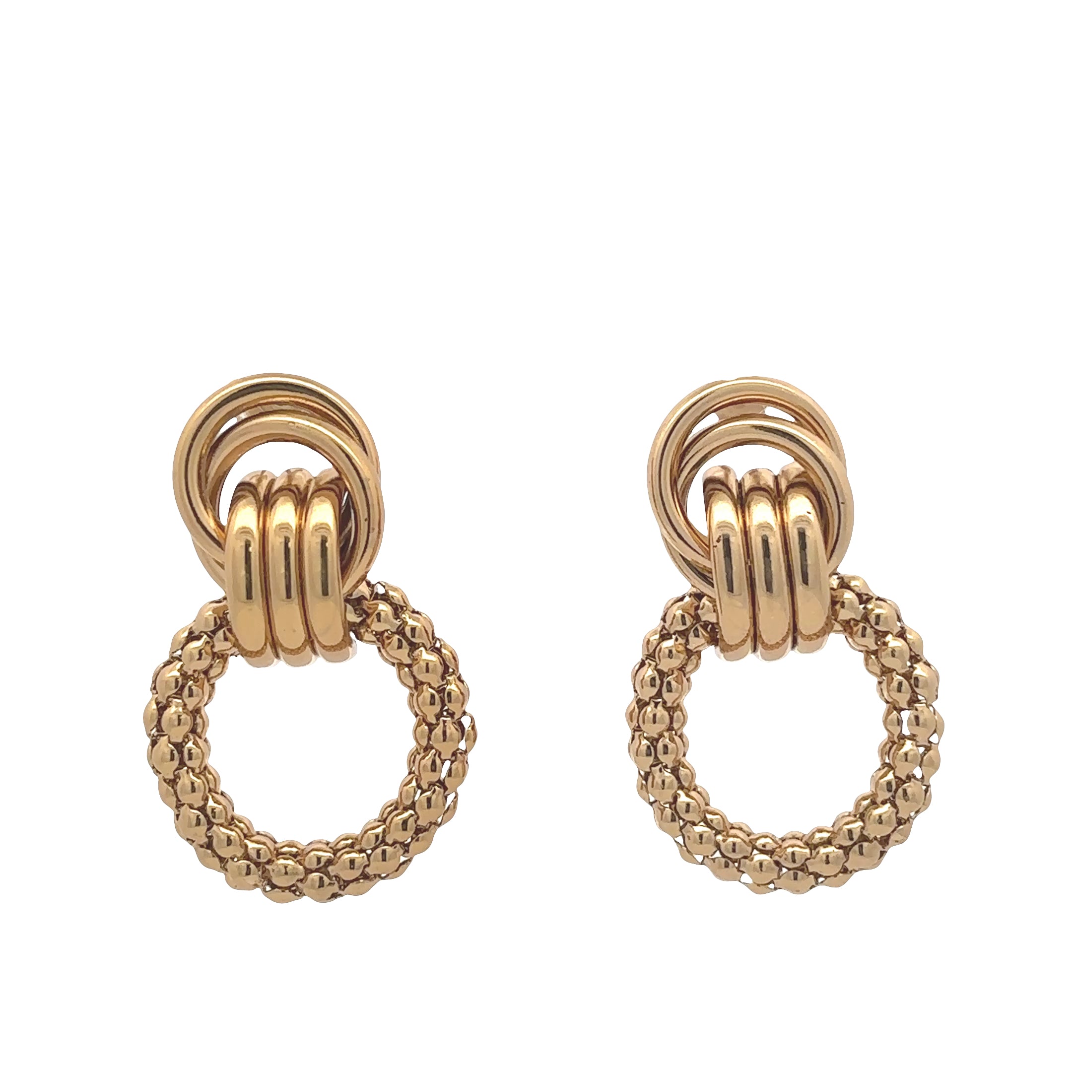 18K Gold Plated Textured Double Loop Earrings
