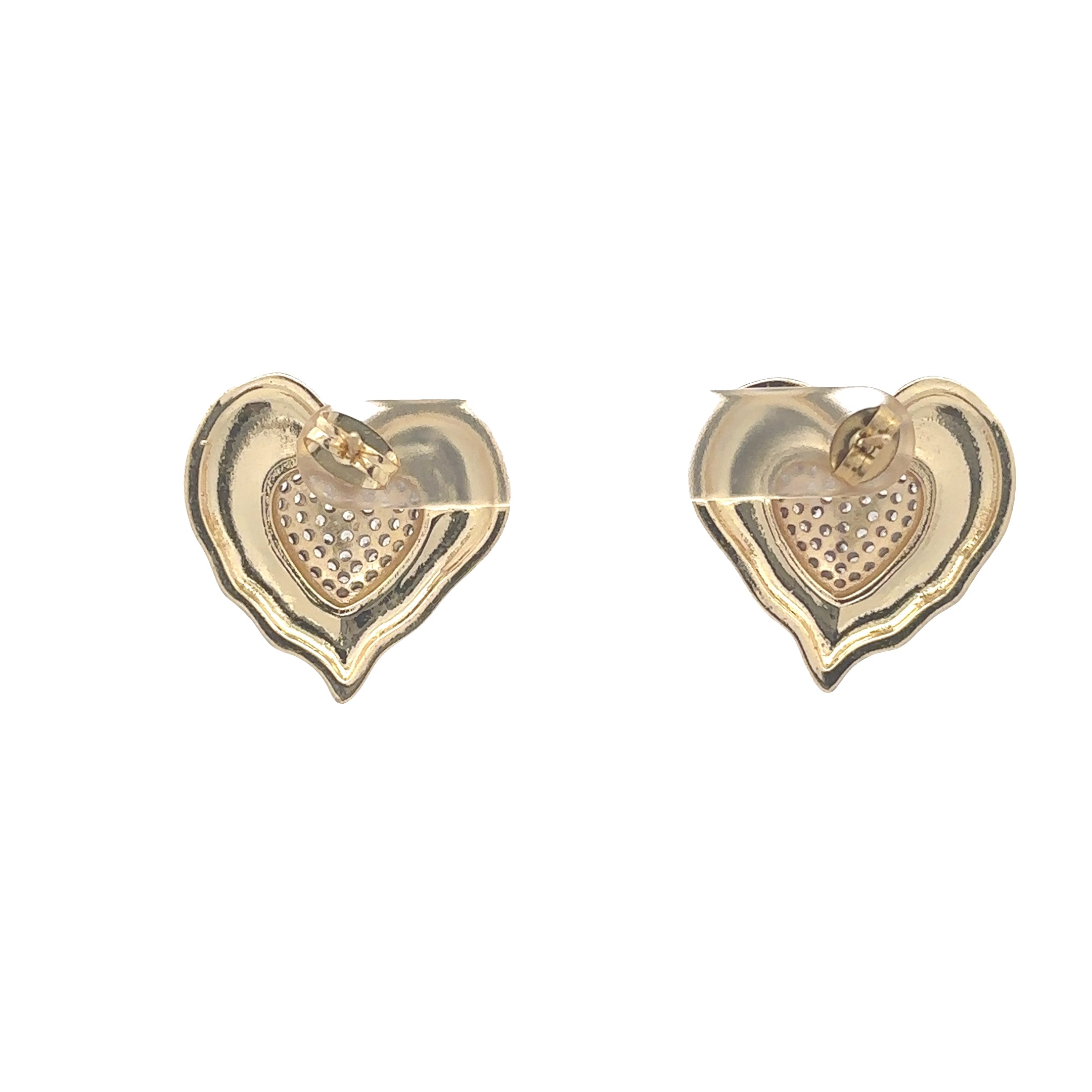 18K Gold Plated Heart Stud Earrings
