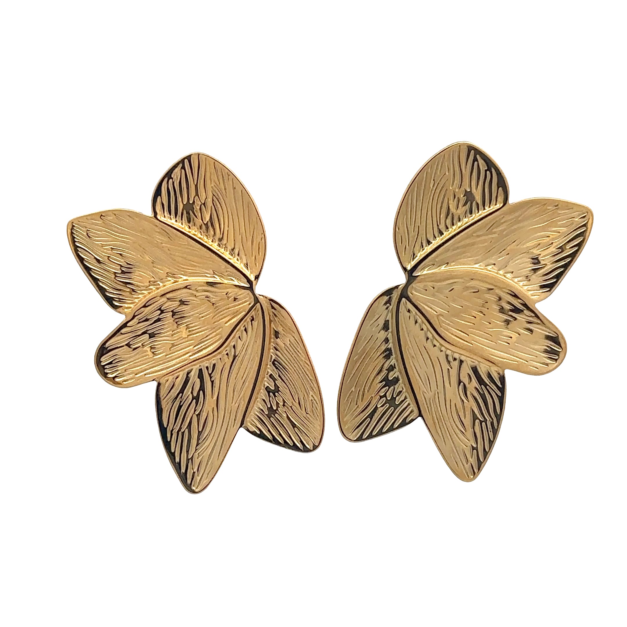 18K Gold Plated Leaf Stud Earrings