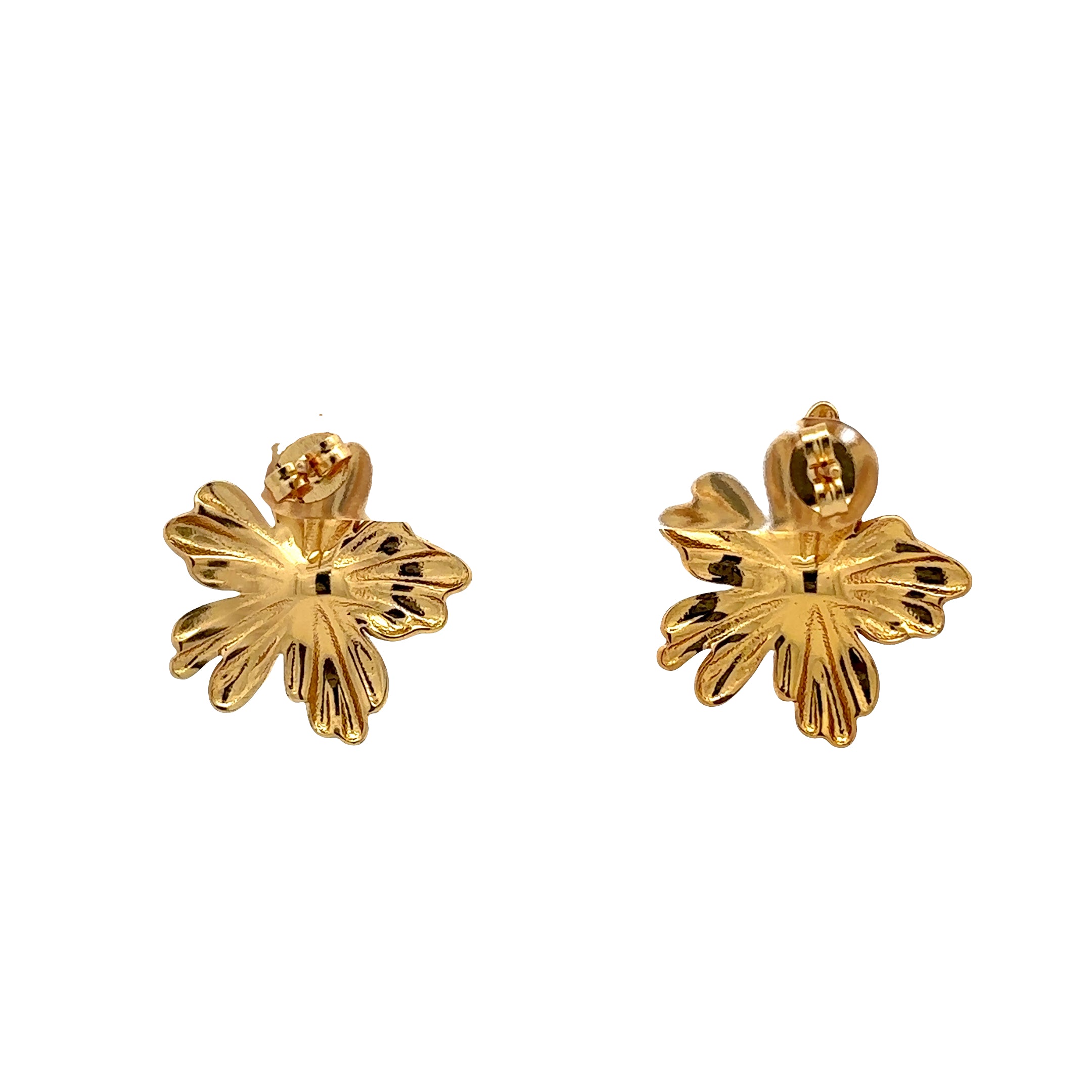 18K Gold Plated Floral Pearl Stud Earrings