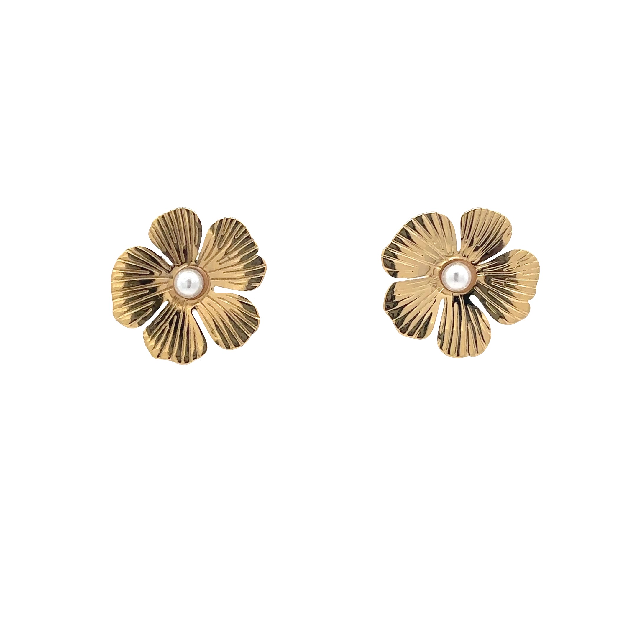 18K Gold Plated Flower Stud Earrings