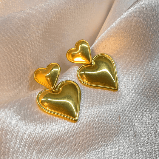 Heart-to-Heart Gold Plated Statement Earrings