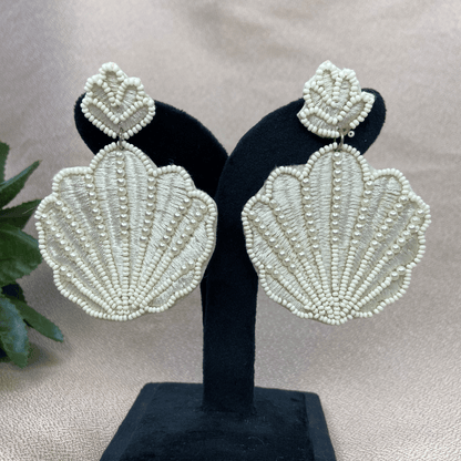 Pearl-Embellished Shell Dangles