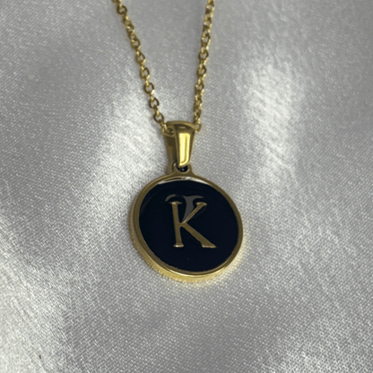 Gold and Black Initial Pendant Necklace