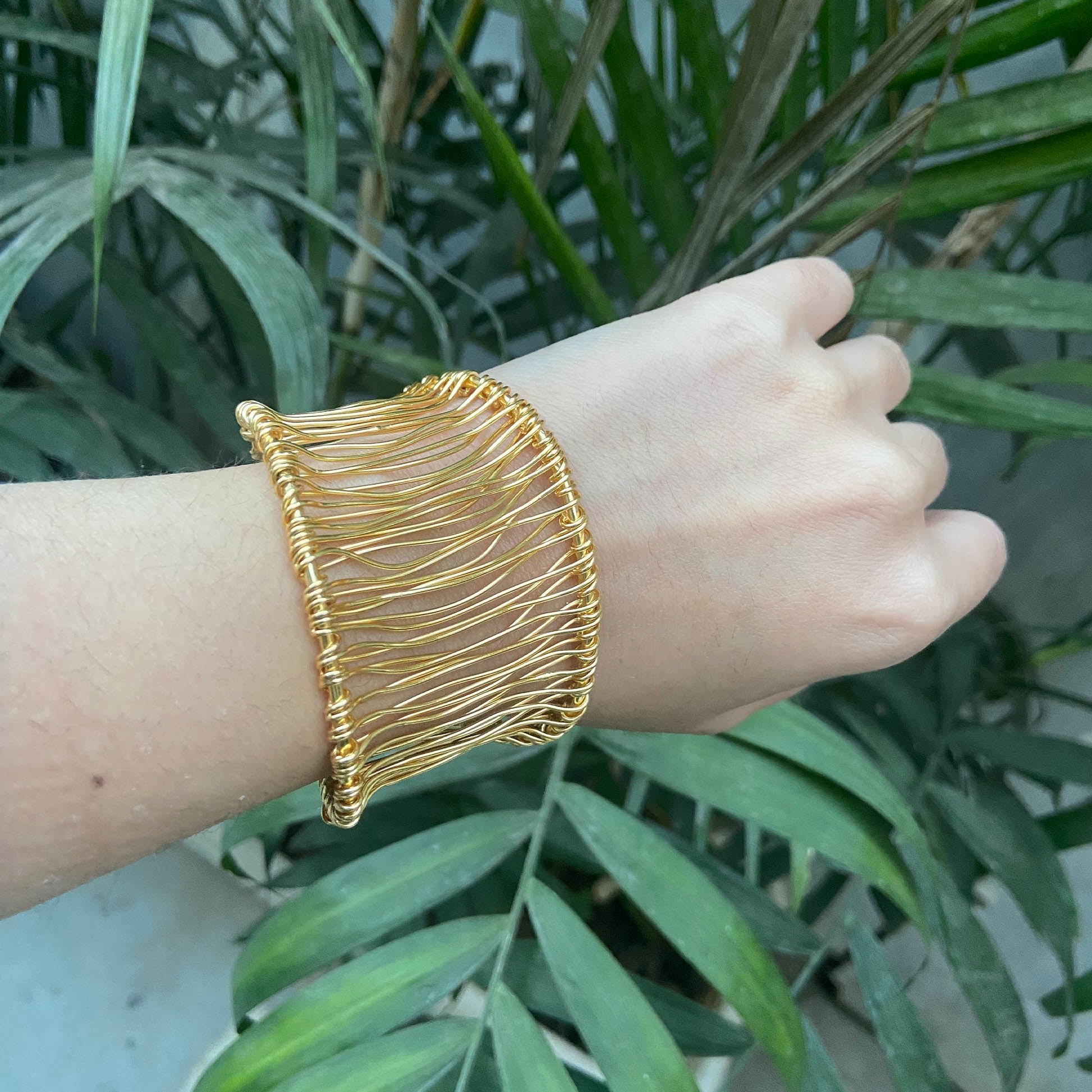 Gilded Veil Mesh Cuff Bracelet