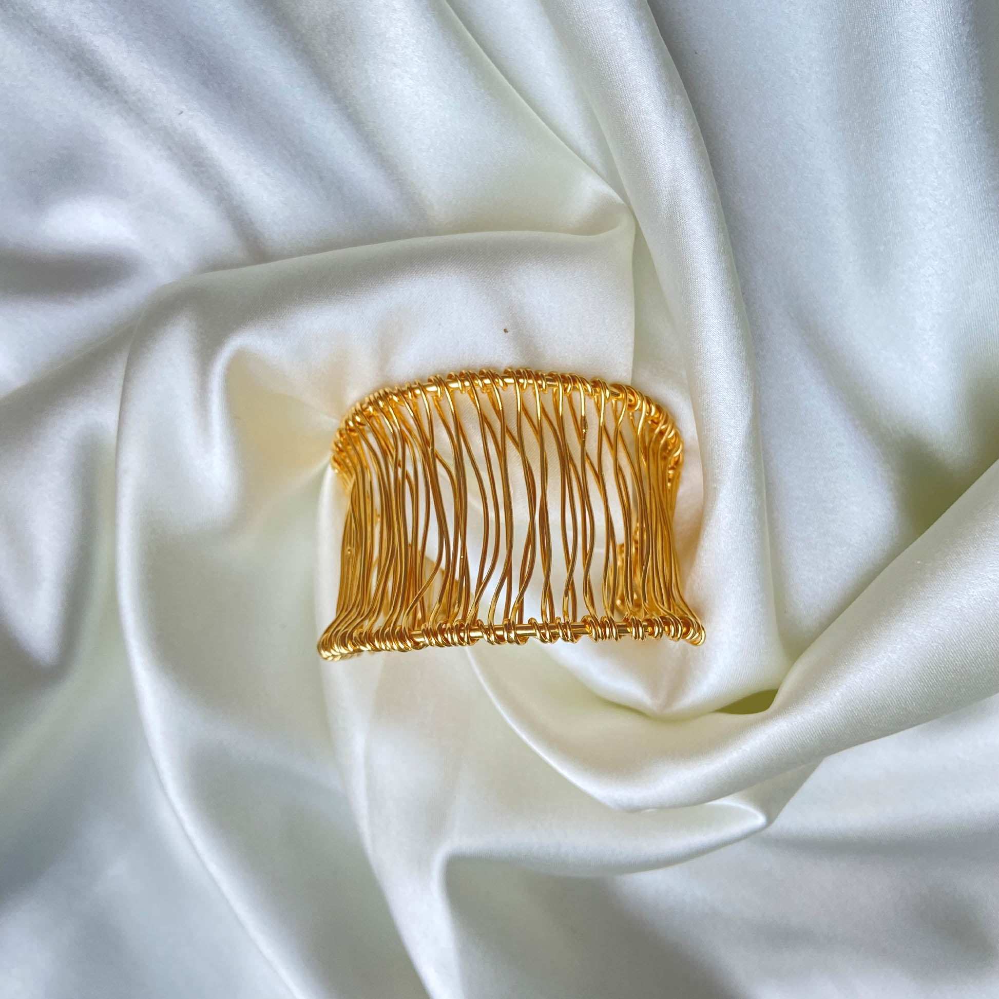 Gilded Veil Mesh Cuff Bracelet