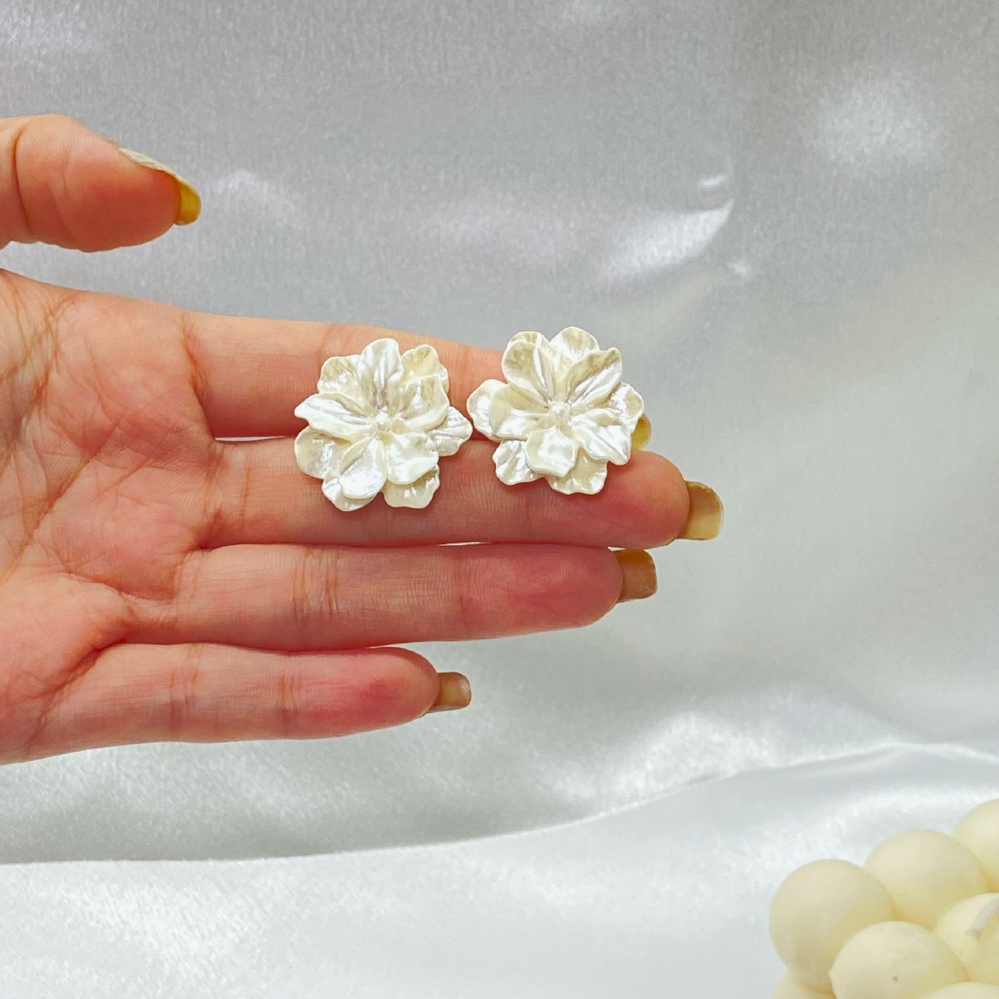 Ivory Blooms Acrylic Floral Stud Earrings