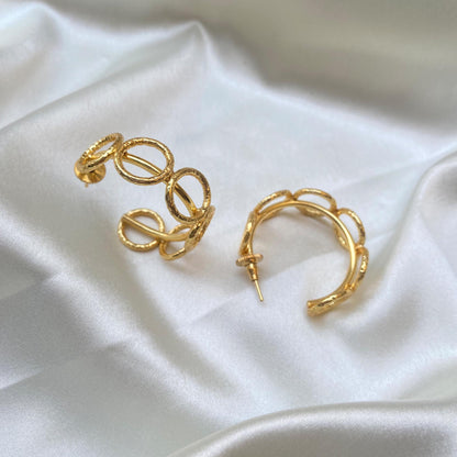 Statement Gold-Plated Oval C- Hoops