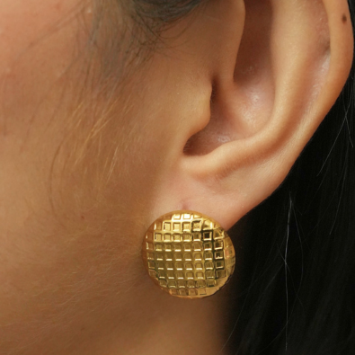 18K Gold Plated Round Stud Earrings