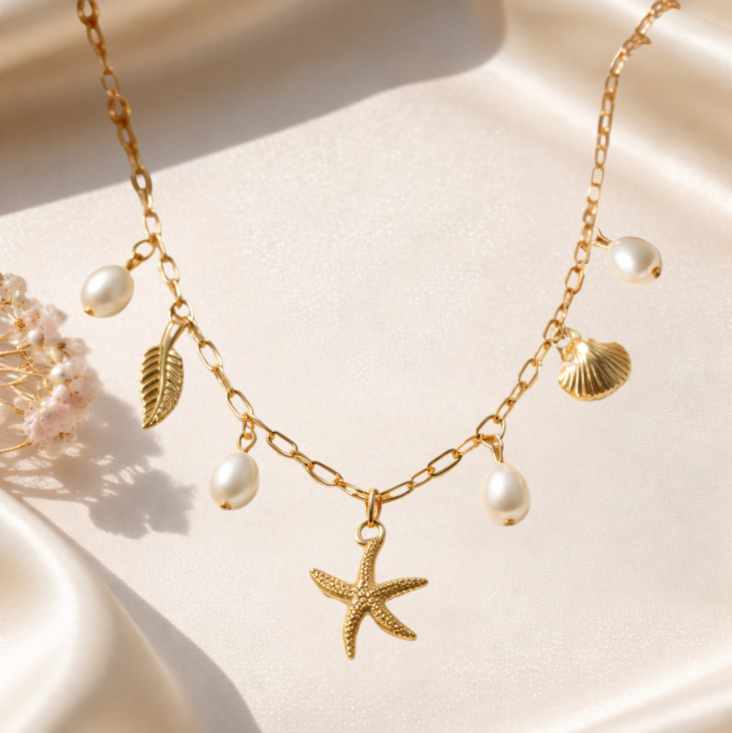 18K Gold Plated Starfish Charm Necklace