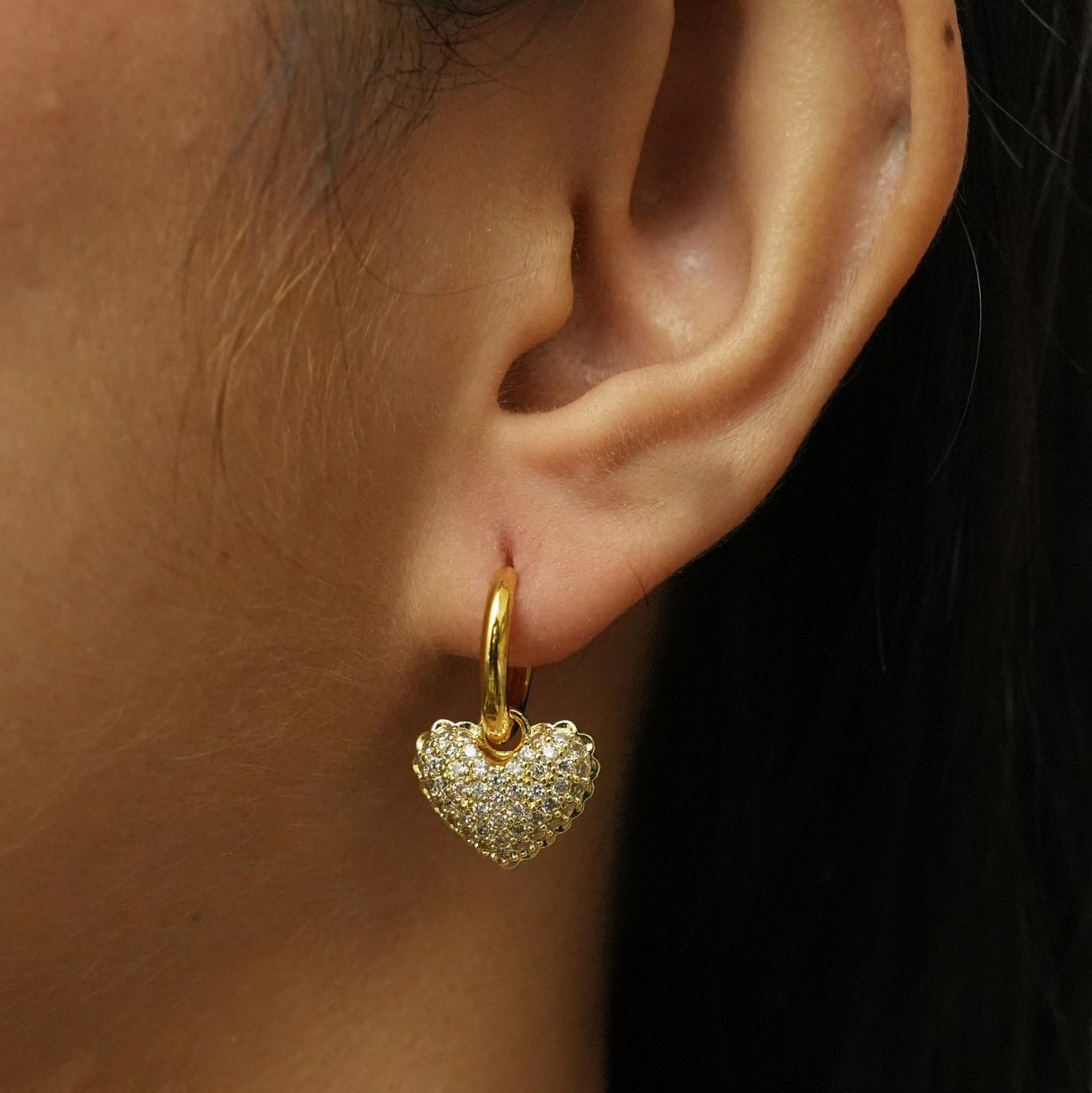 18K Gold Plated Heart Hoop Earrings